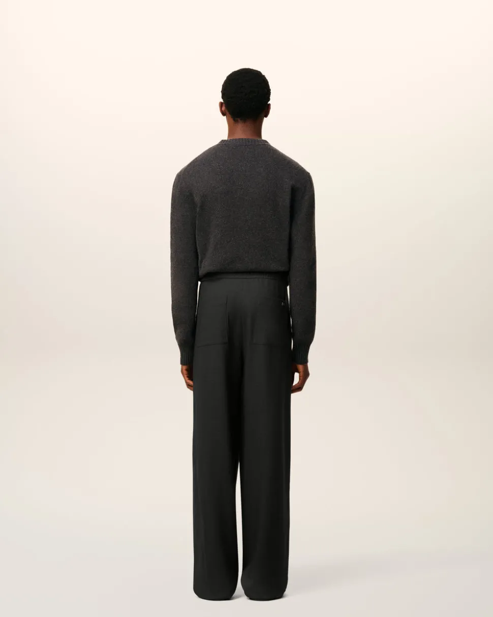 Pantalon Noir Elastiqué En Laine