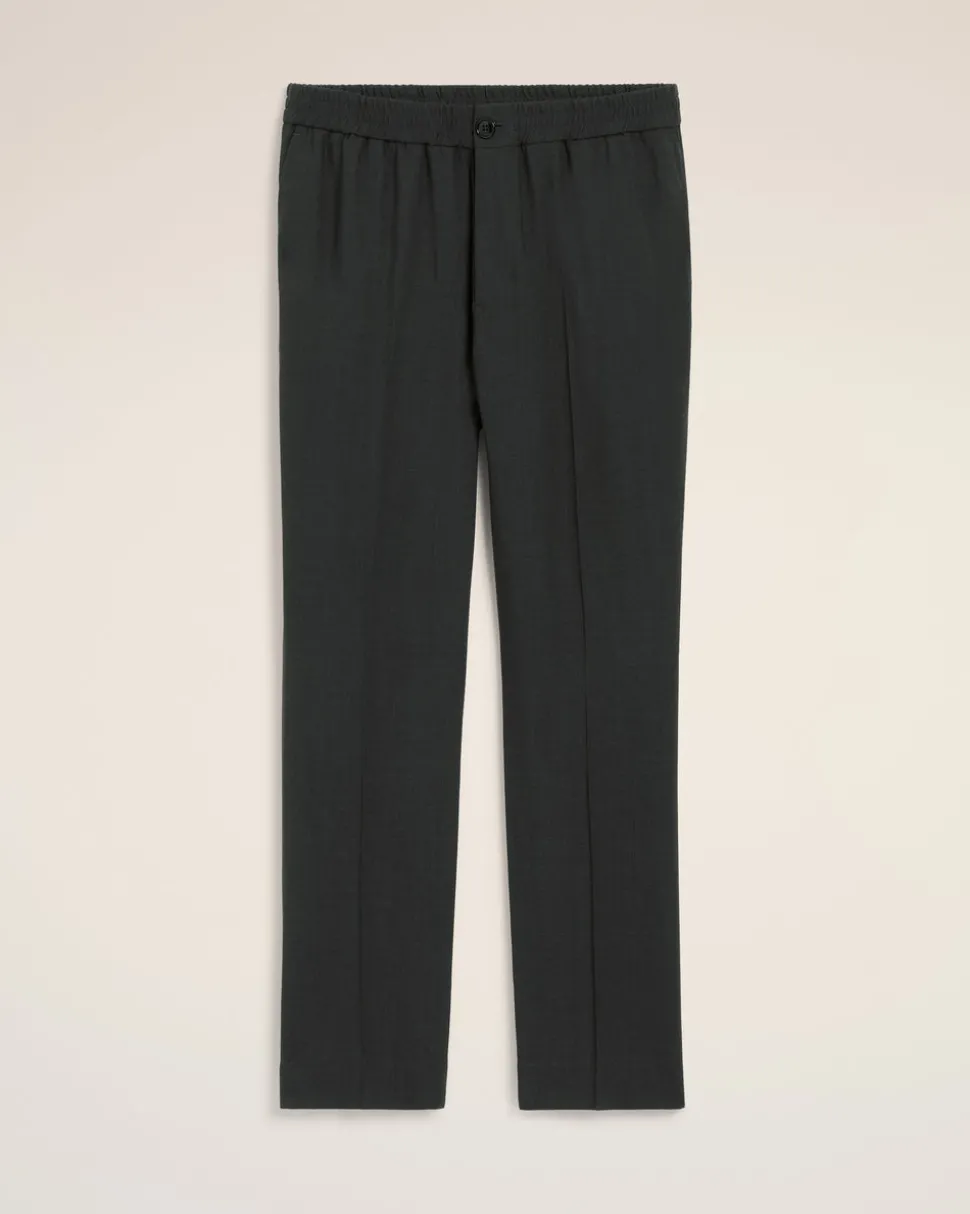 Pantalon Noir Taille Elastiquée En Laine