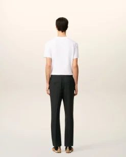 Pantalon Noir Taille Elastiquée En Laine