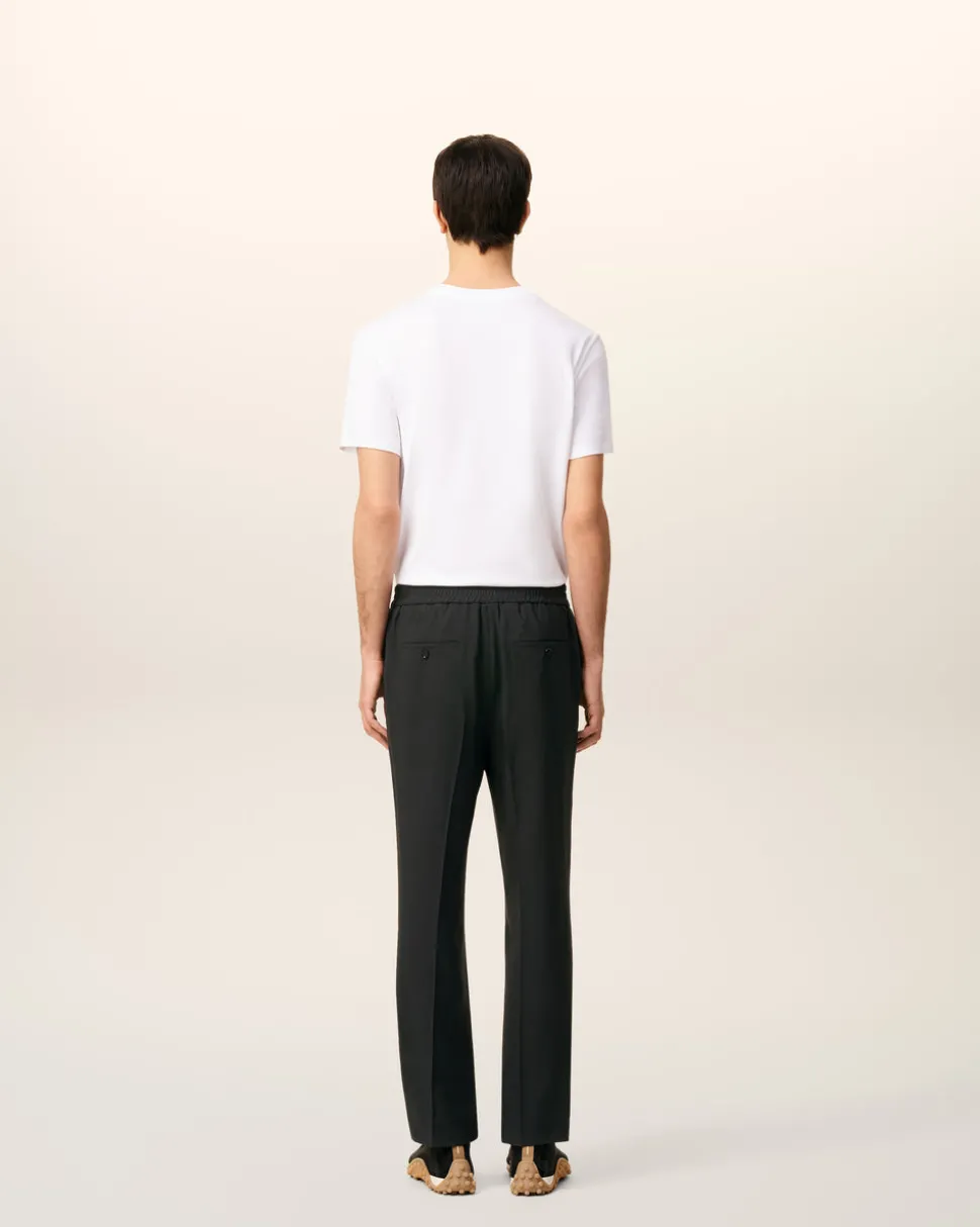 Pantalon Noir Taille Elastiquée En Laine