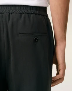 Pantalon Noir Taille Elastiquée En Laine