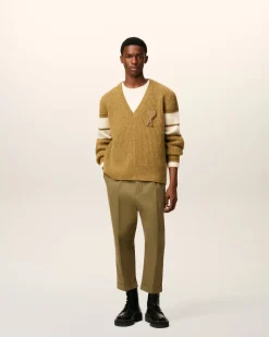 Pantalon Vert Carotte Coupe Oversize En Coton