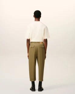 Pantalon Vert Carotte Coupe Oversize En Coton