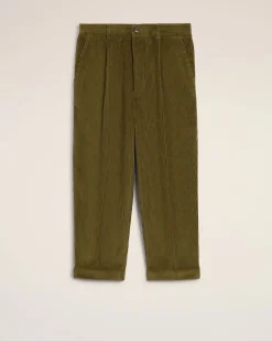 Pantalon Vert Carotte Coupe Oversize En Coton