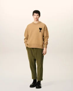 Pantalon Vert Carotte Coupe Oversize En Coton