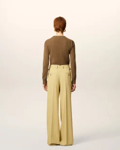 Pantalon Vert Large Avec Pattes De Serrages De Laine