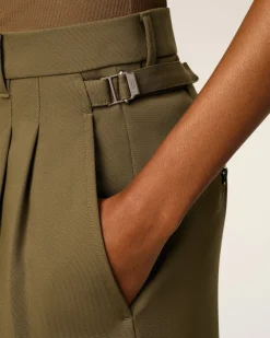 Pantalon Vert Large Avec Pattes De Serrages En Laine