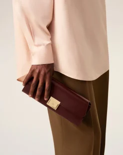 Pochette Bordeaux Mimi En Cuir Lisse