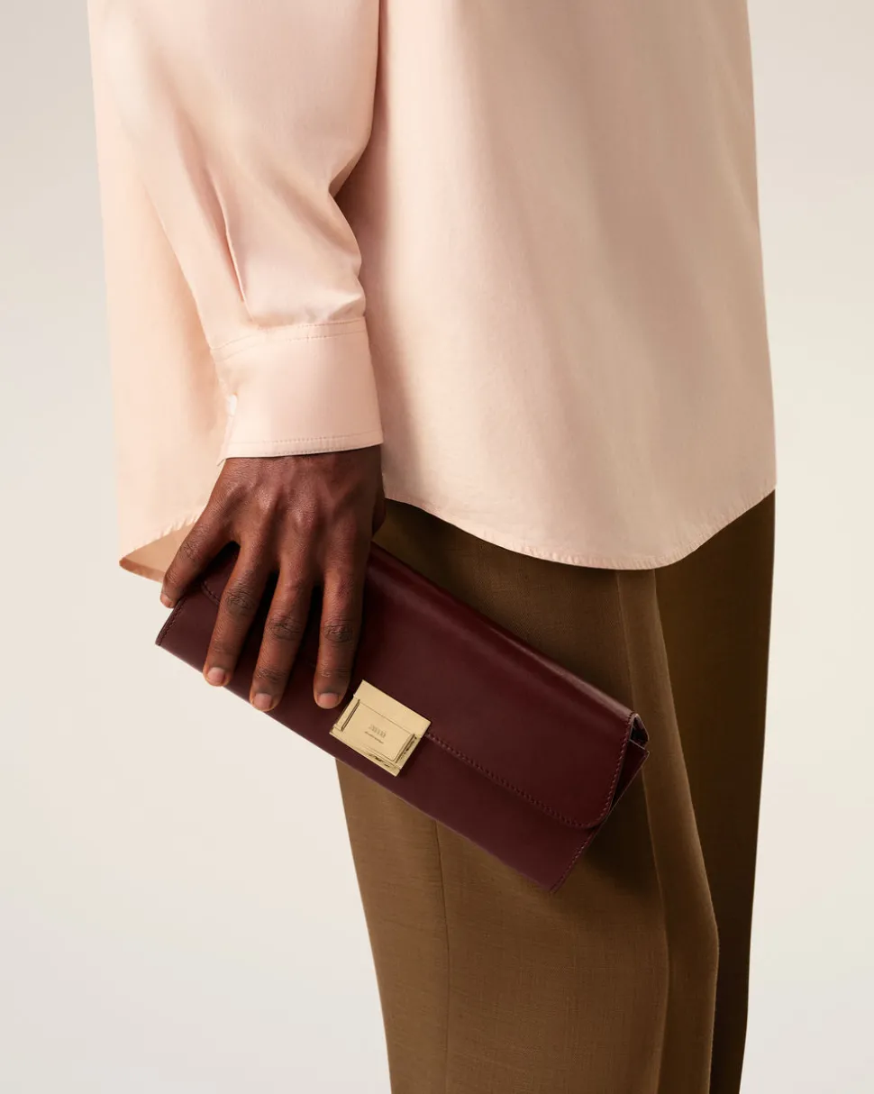 Pochette Bordeaux Mimi En Cuir Lisse