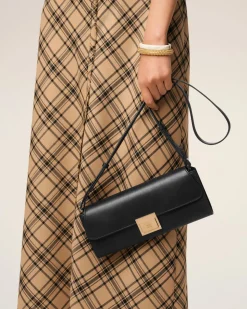 Pochette Noire Mimi En Cuir Lisse