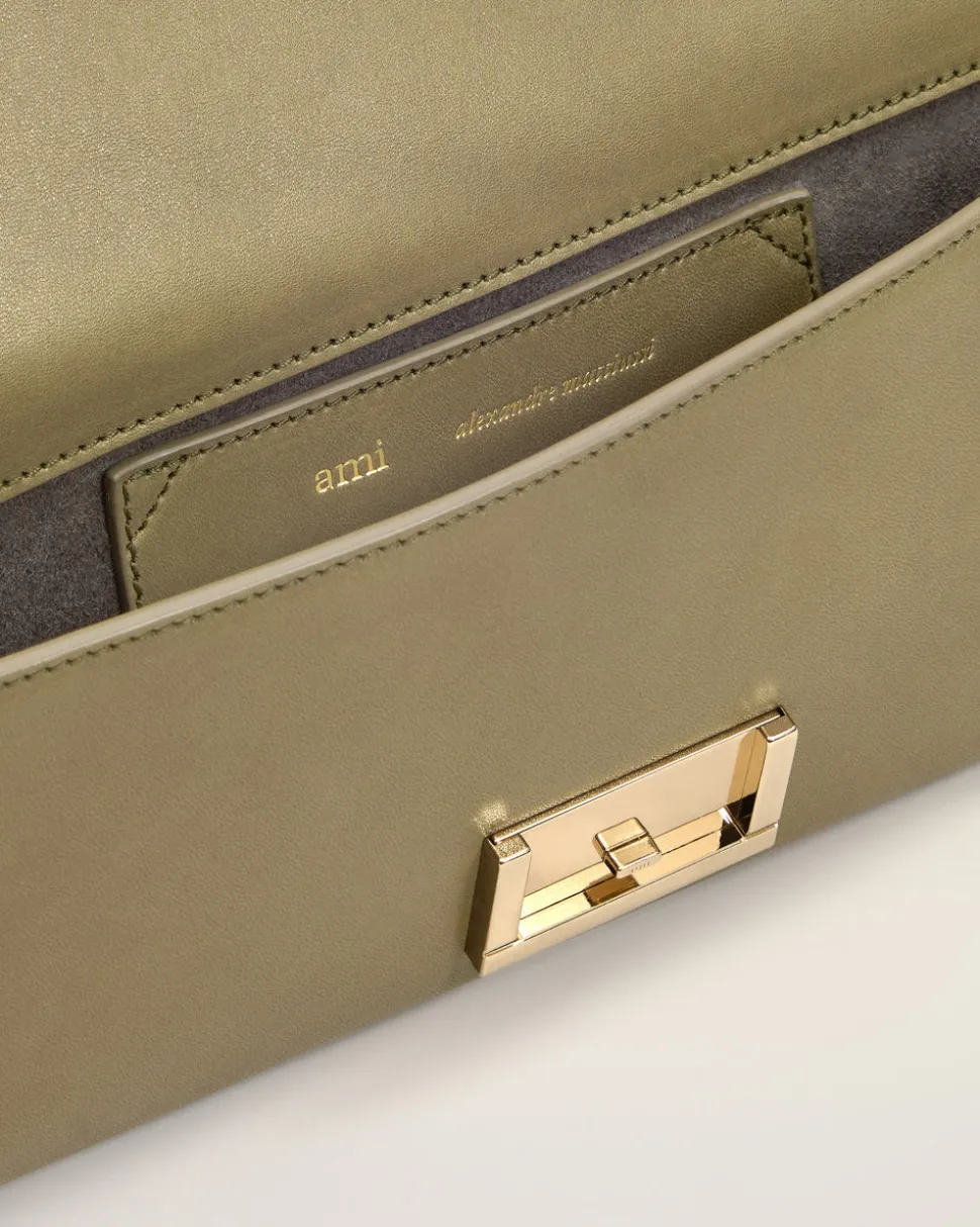 Pochette Vert Mimi En Cuir Lisse