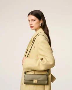 Pochette Vert Mimi En Cuir Lisse