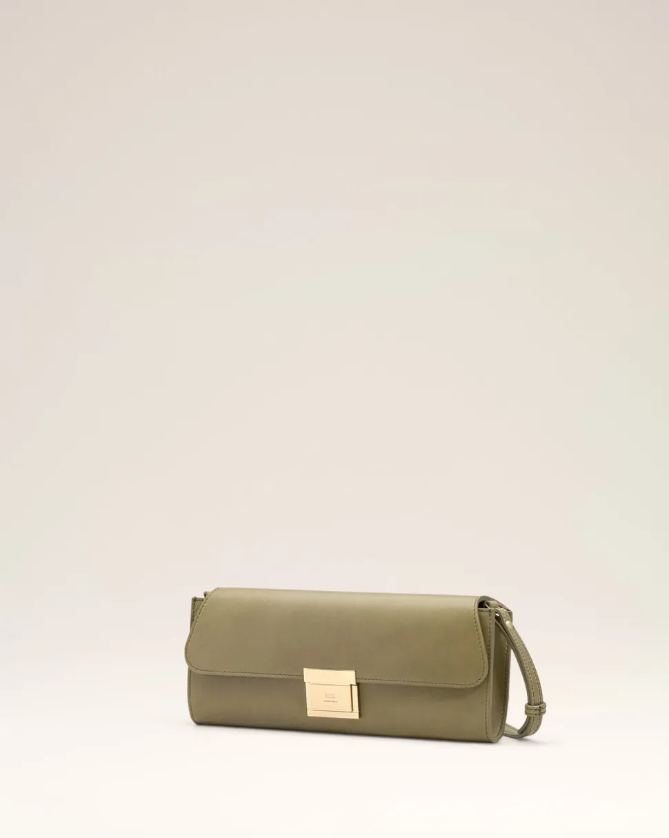 Pochette Vert Mimi En Cuir Lisse