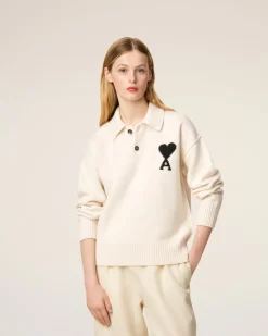 Polo Blanc Ami De Coeur En Laine