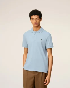 Polo Bleu Ami De Coeur Contrasté En Coton