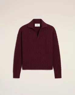 Polo Bordeaux En Laine Torsadée