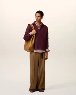 Polo Bordeaux En Laine Torsadée