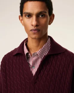 Polo Bordeaux En Laine Torsadée