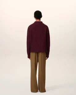 Polo Bordeaux En Laine Torsadée