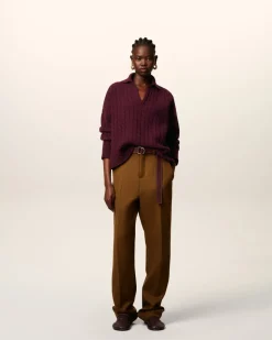Polo Bordeaux En Laine Torsadée