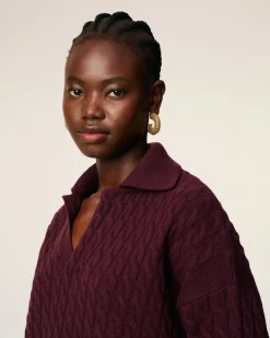 Polo Bordeaux En Laine Torsadée