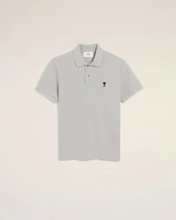 Polo Gris Ami De Coeur Contrasté En Coton