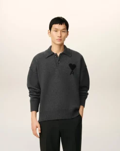 Polo Gris Ami De Coeur En Laine