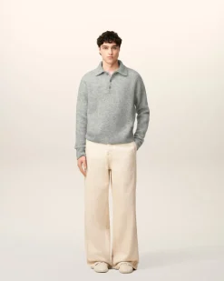 Polo Gris Ami Manches Longues En Alpaga