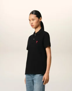Polo Noir Ami De Coeur En Coton Organique