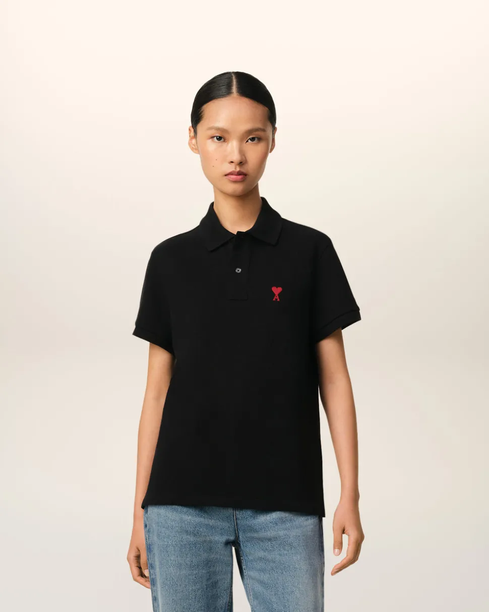 Polo Noir Ami De Coeur En Coton Organique