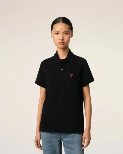 Polo Noir Ami De Coeur En Coton Organique
