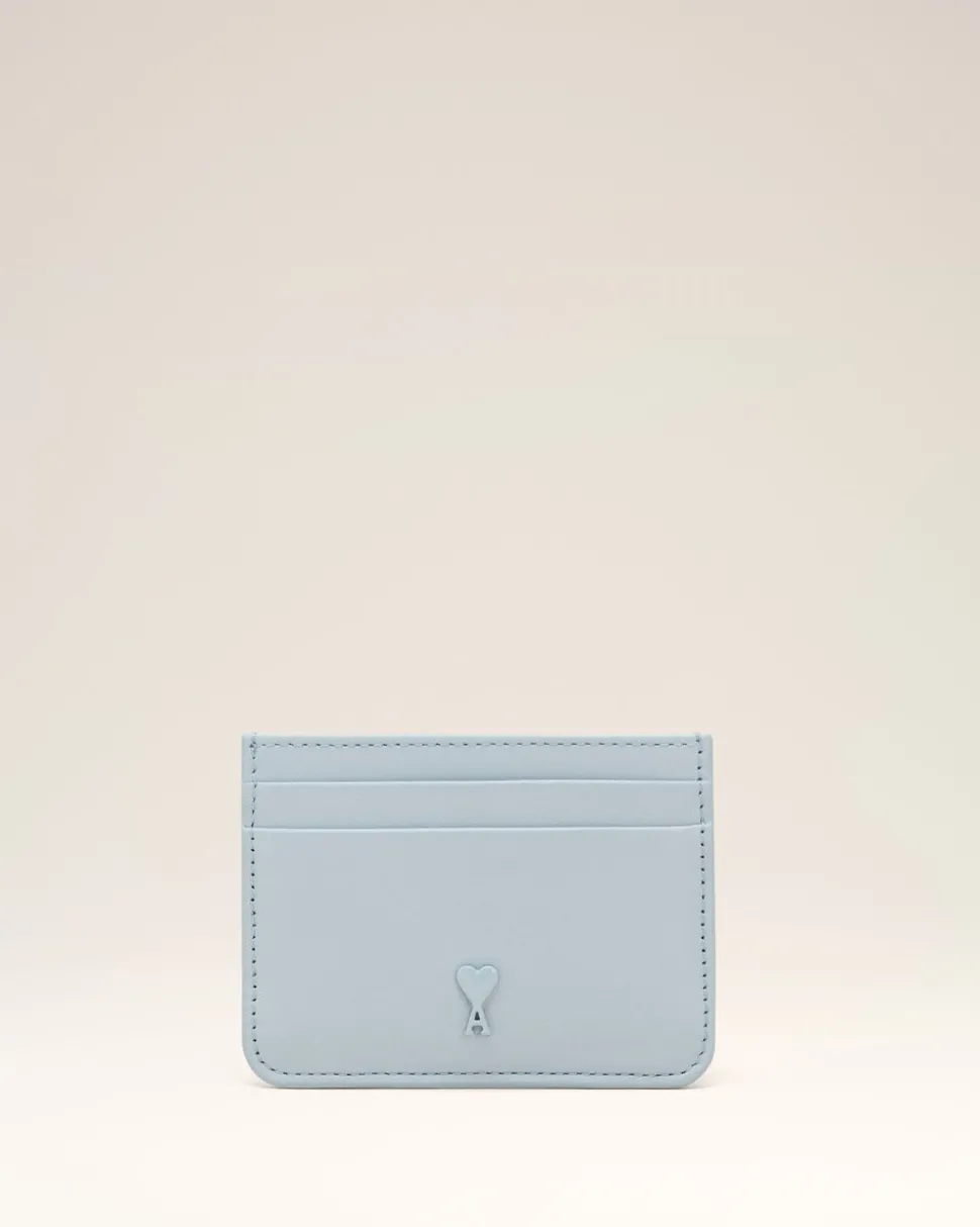 Porte Cartes Bleu Ami De Coeur En Cuir Lisse