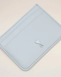 Porte Cartes Bleu Ami De Coeur En Cuir Lisse