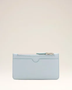 Porte Cartes Bleu Zippé Ami De Coeur En Cuir Lisse