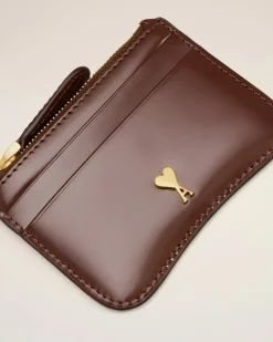 Porte Cartes Bordeaux Zippé Paris Paris En Cuir Glacé