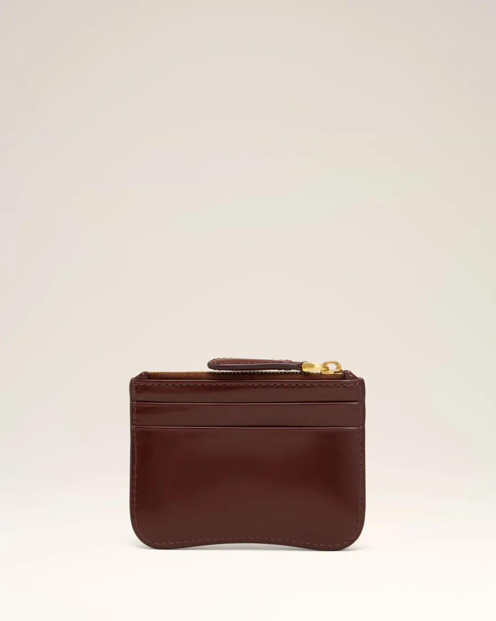 Porte Cartes Bordeaux Zippé Paris Paris En Cuir Glacé