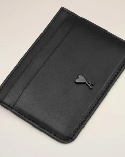 Porte Cartes Noir Ami De Coeur En Cuir Lisse