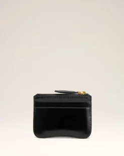 Porte Cartes Noir Zippé Paris Paris En Cuir Glacé