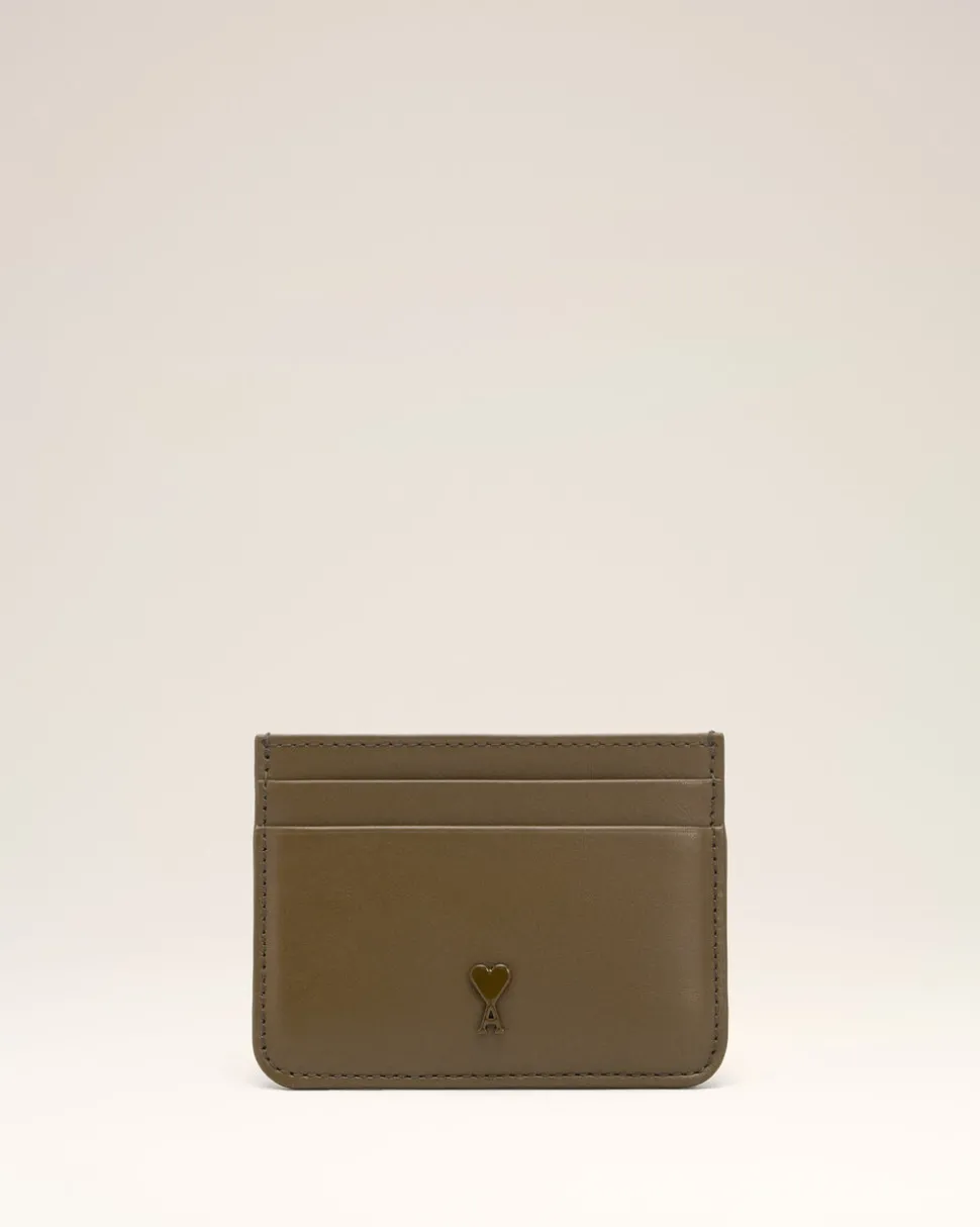 Porte Cartes Vert Ami De Coeur En Cuir Lisse