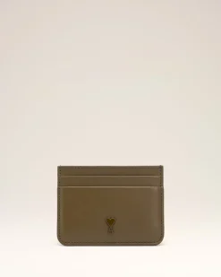 Porte Cartes Vert Ami De Coeur En Cuir Lisse