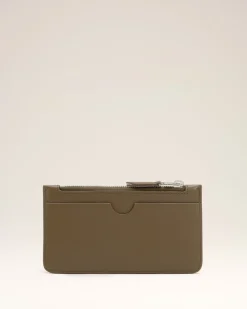 Porte Cartes Vert Zippé Ami De Coeur En Cuir Lisse