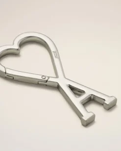 Porte Clés Argenté Mousqueton Ami De Cœur En Métal