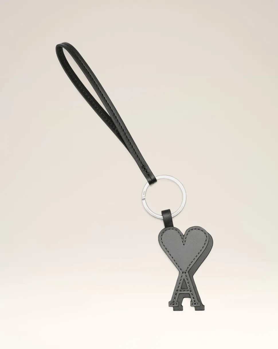 Porte Clés Noir Ami De Coeur En Cuir Lisse