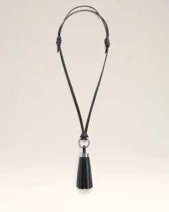 Porte Clés Noir Pompon Ami En Cuir Lisse