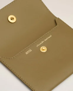 Porte-Cartes Kaki Plié Carrousel En Cuir