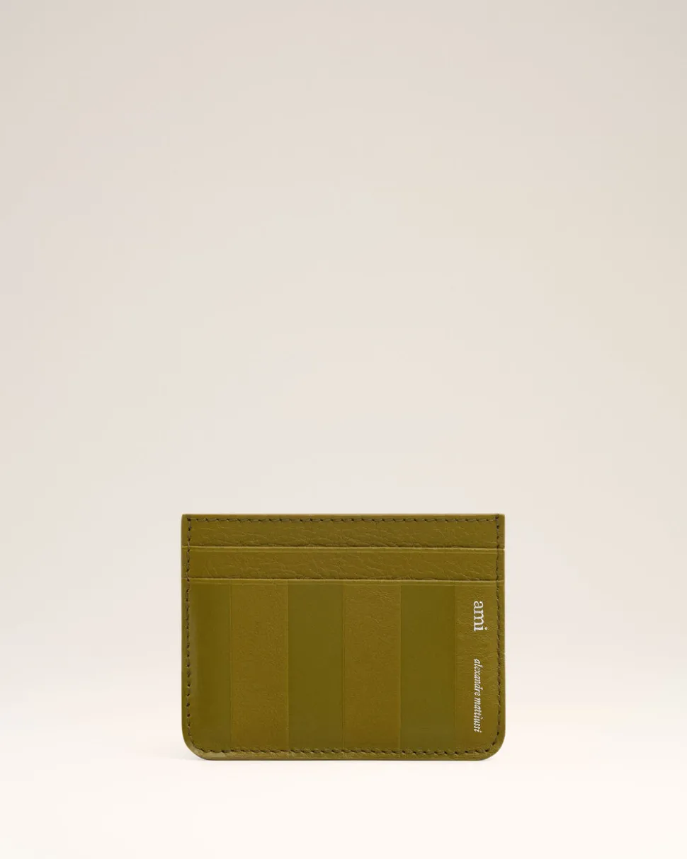 Porte-Cartes Midi Kaki En Cuir