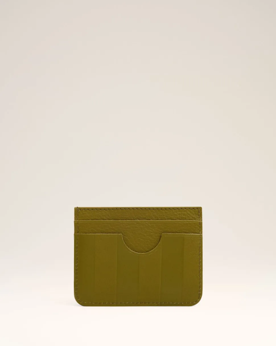 Porte-Cartes Midi Kaki En Cuir