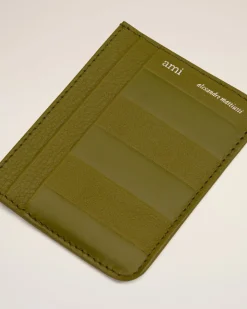 Porte-Cartes Midi Kaki En Cuir