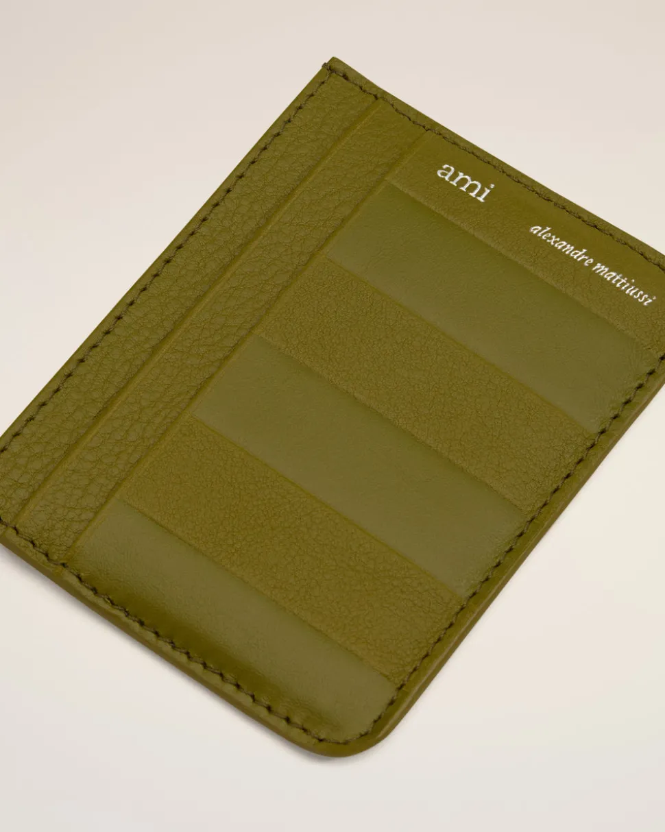 Porte-Cartes Midi Kaki En Cuir