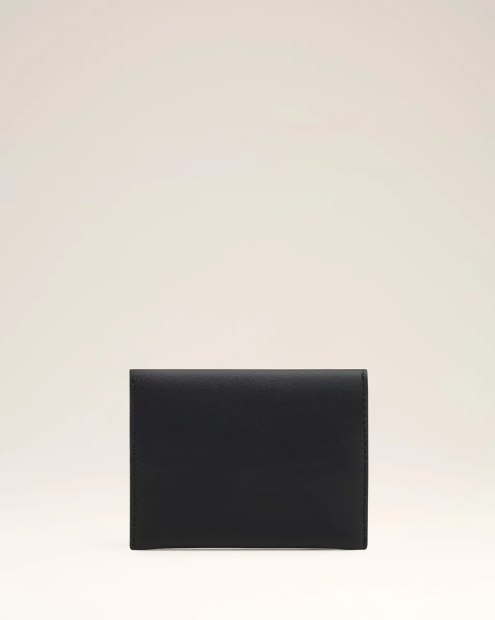 Porte-Cartes Noir Plié Carrousel En Cuir
